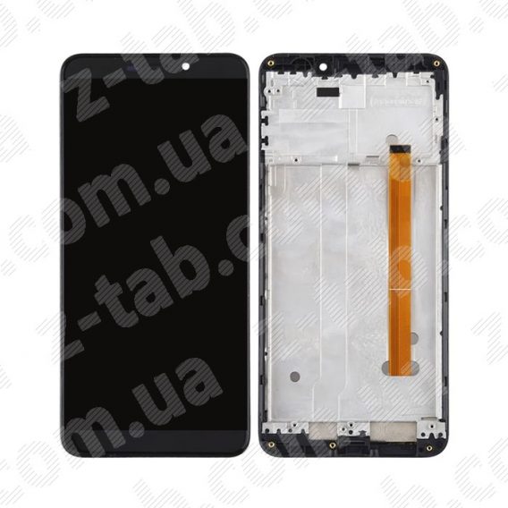 Модуль, дисплей+сенсор ulefon p6000 plus черный в рамке