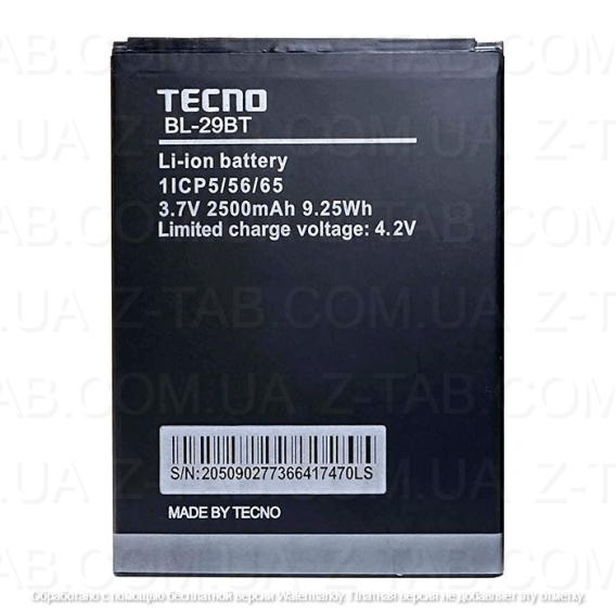 Батарея, аккумулятор Tecno Spark Go 2022 (BL-29BT) 2500 mAh
